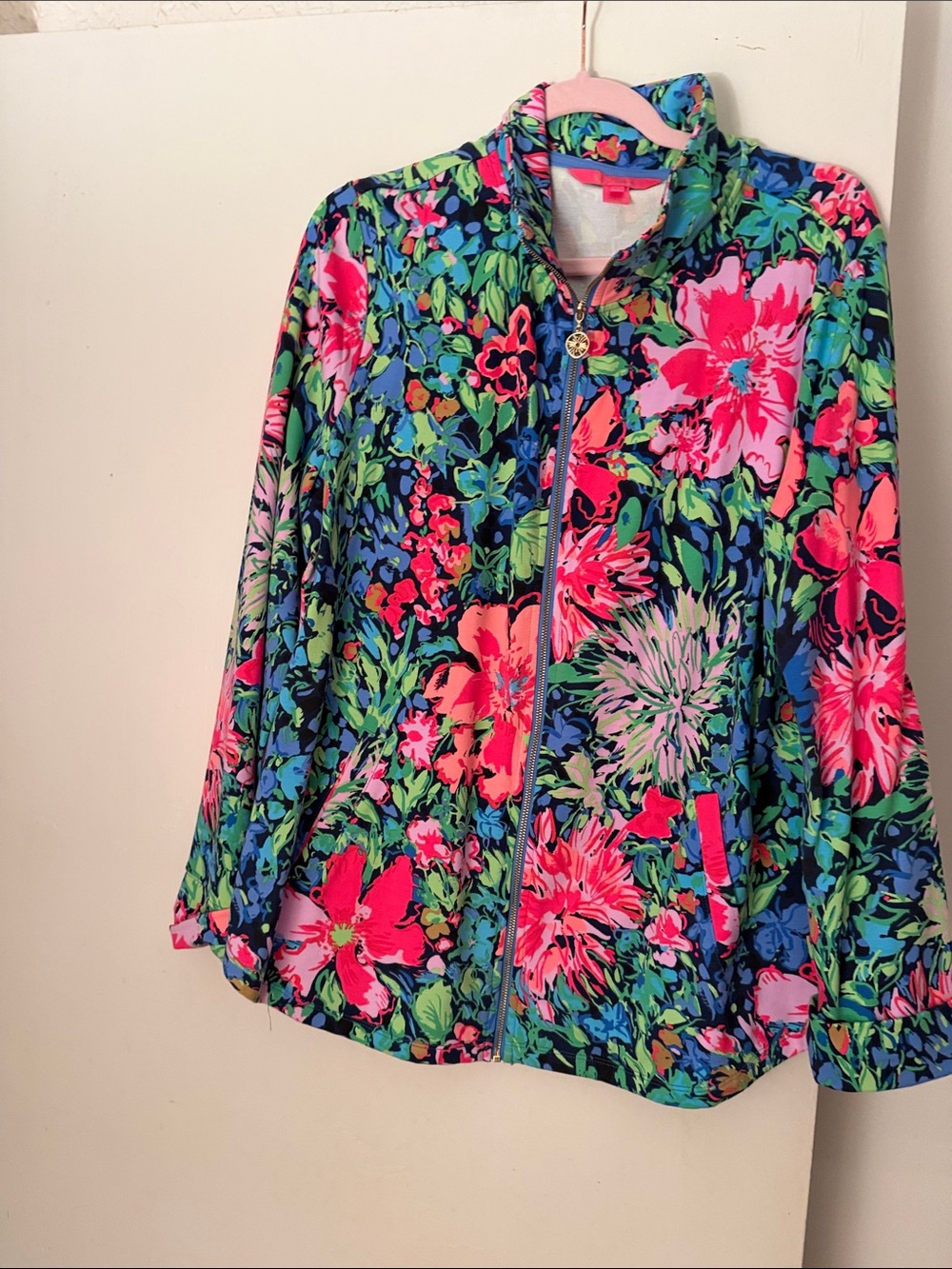 Lilly Pulitzer Neon Floral Zip Jacket - Pink, Green, Blue
